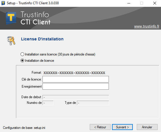 licence d'installation cti client